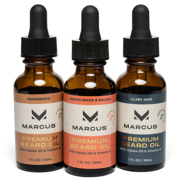 Marcus Premium Cedarwood, Sandalwood, and Clary Sage Beard Oil Set - Premium Beard Oils | Marcus